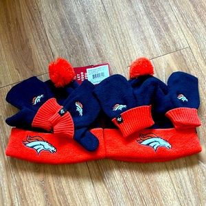 Denver Broncos toddler hat & mitten set
